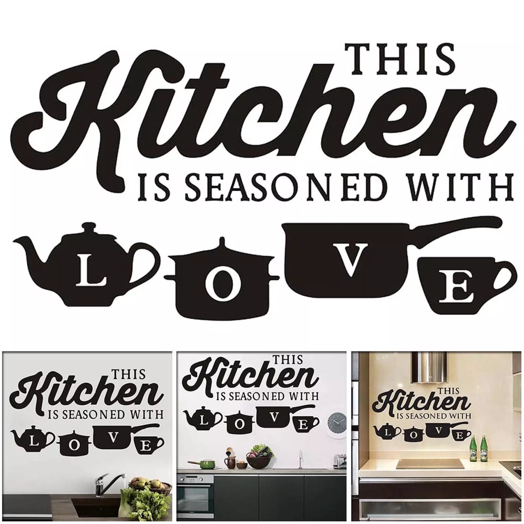 Large Kitchen House of Love Wall Sticker Home Decals Self Adhesive Decor / Restaurant Atmosphere Dining Wall Sticker Vinyl Wall Decals Art Decals/ DIY Wall Decal Stickers House Decoration Accessories Mural Wallpaper Poster Mural Art Decorative Sticker