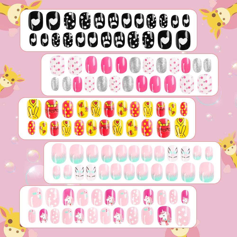 Tips Kuku Palsu Anak Agustina Kartun Anak Lucu Buatan Nail Press On Full Cover Stiker Kuku 3D