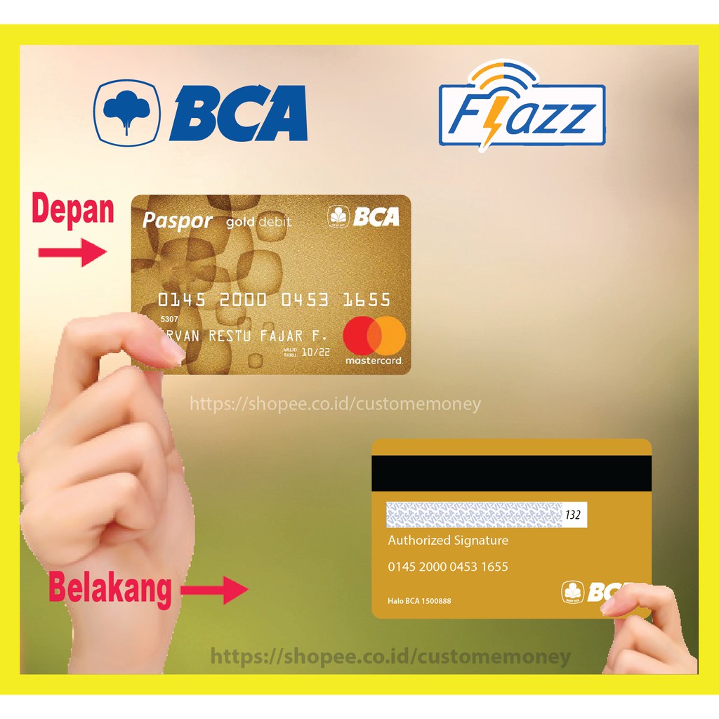 KARTU EMONEY GAMBAR DESIGN GOLD CARD ETOLL E-MONEY MANDIRI FLAZZ BCA GEN 2 TAPCASH BRIZZI - 1 SISI