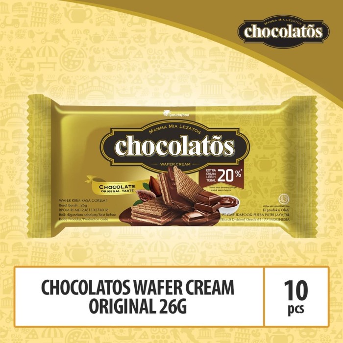 

Wafer-Biskuit- Chocolatos Wafer Cream Original - 26G (Wafo8) By Garudafood -Biskuit-Wafer.