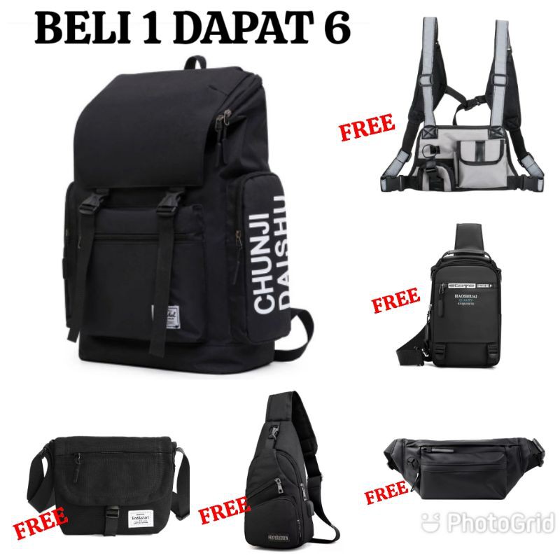 JS_BELI 1 DAPAT 6 - Tas Pria ZB RDN 069 Distro Raindoz Bandung Ransel Punggung Backpack Cowok Keren