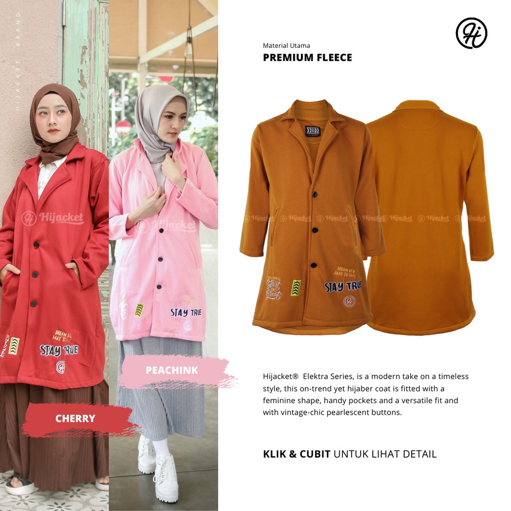 Hijacket Elma Series Origilal Jaket Hijabers Bahan Premium Fleece yang 