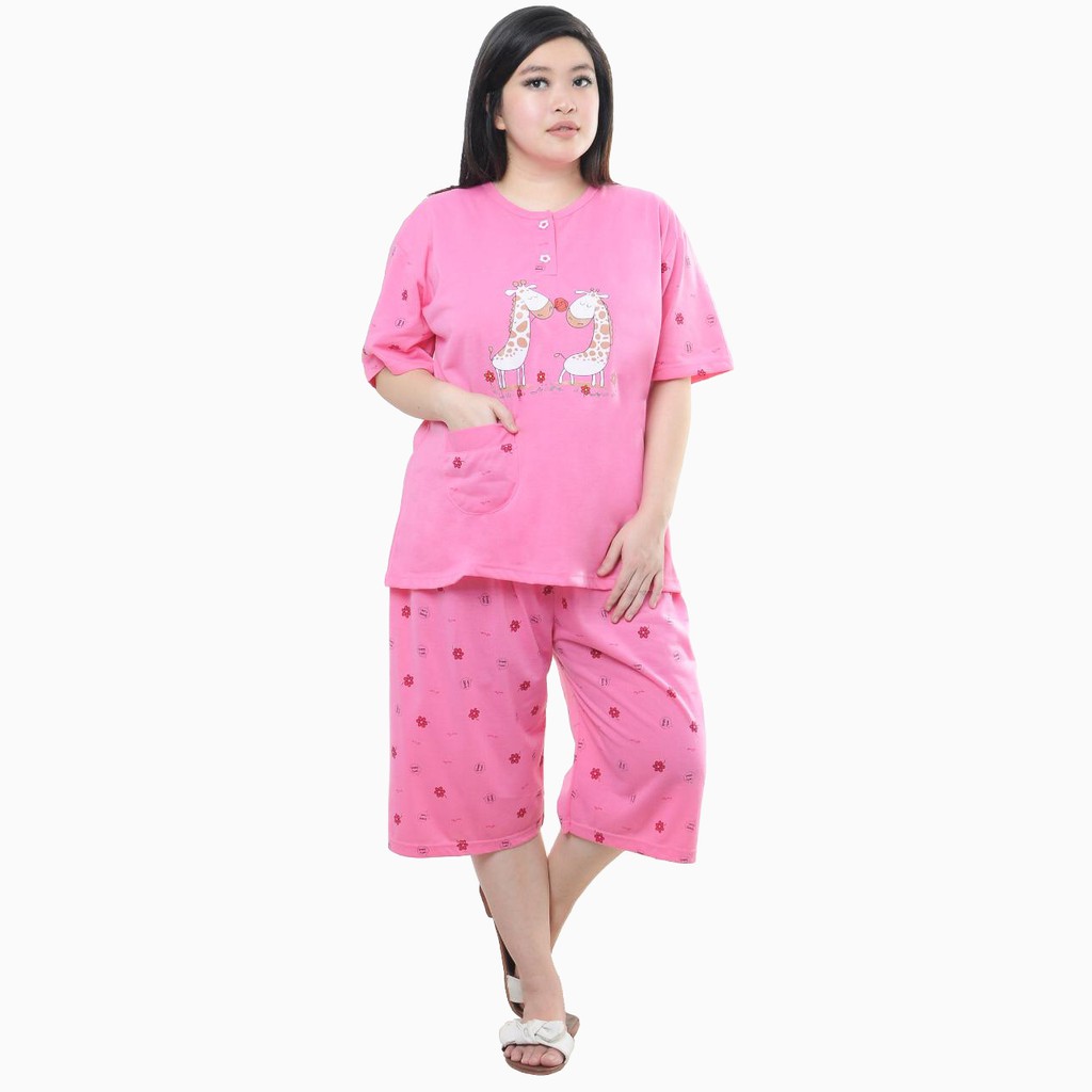 Stelan Baju Tidur Tangan Pendek Wanita BIG SIZE - XSHOP Wanda