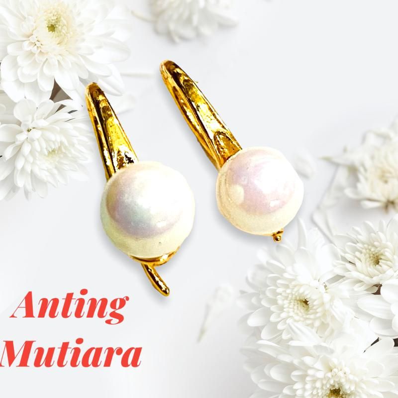 anting mutiara//perhiasan lapis emas//anting//mutiara