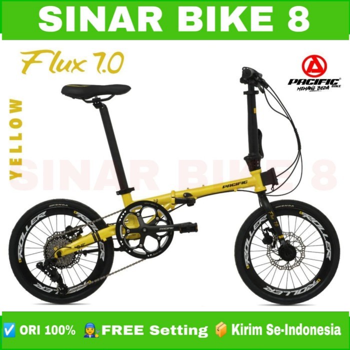 Sepeda Lipat Ukuran 16 Inch Pasific flux 7.0 Rem Hidrolik 10 Speed