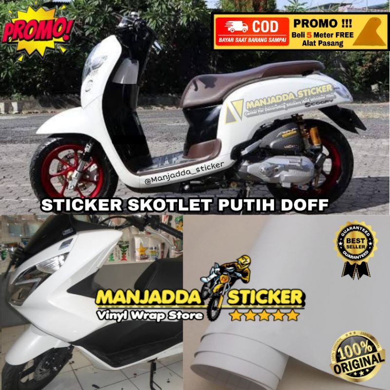 Stiker Skotlet Motor / Stiker Putih Doff