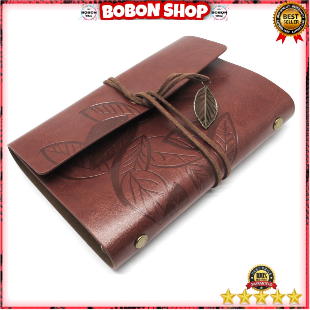 

Buku Catatan Binder Kulit Retro Leaf Kertas A5 - BSD666