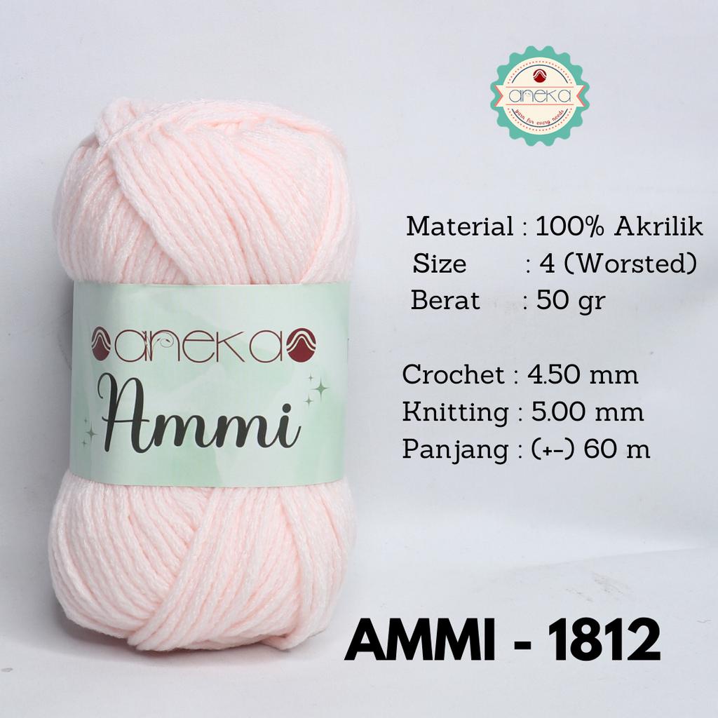 Benang Rajut Ammi / 100% Acrylic / 6 Ply Akrilik - 1812 (Baby Pink)