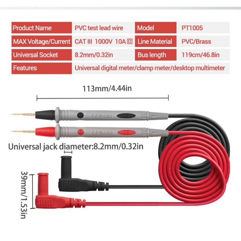 KABEL MULTIMETER KABEL MULTITESTER KABEL AVOMETER  DIGITAL 10A 1000V,ALAT TES ARUS LISTRIK