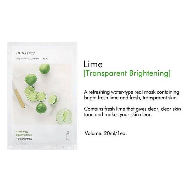 INNISFREE MY REAL SQUEEZE MASK SHEETMASK LIME | Shopee Indonesia