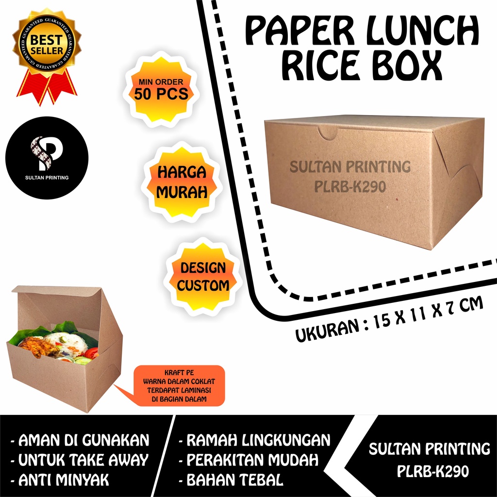 RICE BOX POLOS 15 x 11 x 7 CM/ SNACK BOX / BOX FRIED CHICKEN / KEMASAN CATERING MODEL KUNCIAN