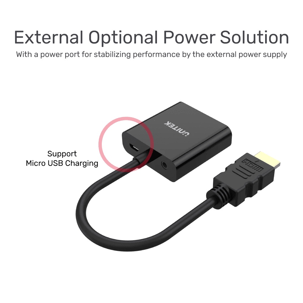 UNITEK Y-6333 HDMI to VGA Adapter with 3.5mm for Stereo Audio