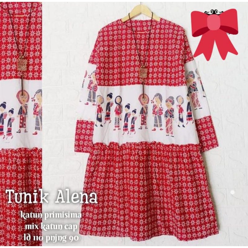 Tunik Dress Batik Tejo Mini Kombinasi Kain Katun Halus Asli Solo Dengan Kain Katun Garutan