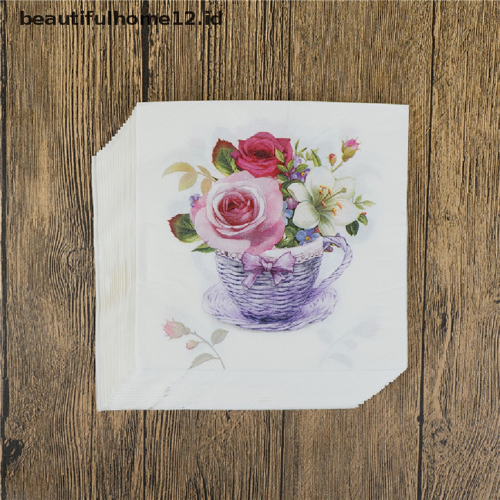 【beautifulhome12.id】 20pcs flower paper napkins food festive party tissue napkins decoupage decor .