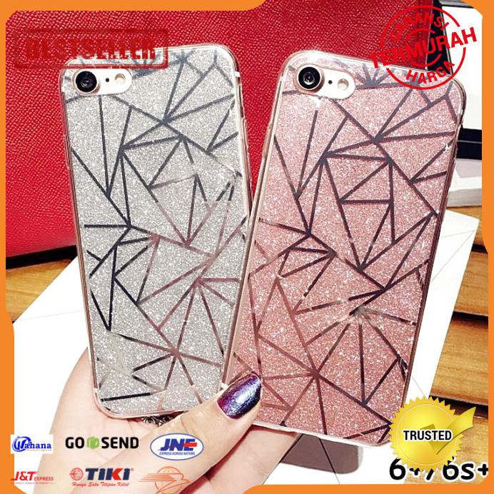 CASE HP IPHONE 6+ 6S+ PLUS SOFT CASE GLITTER BLING STRIPE SHIMMER CASING