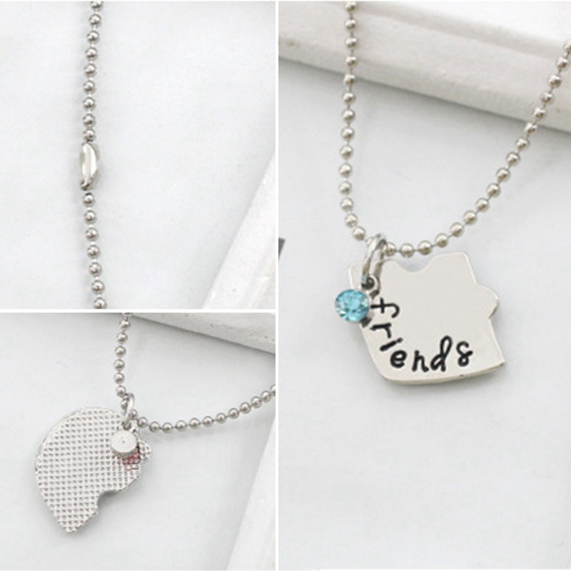 3Pcs Kalung Rantai Liontin Hati Motif Tulisan Best Friends Forever Bahan Alloy untuk Wanita