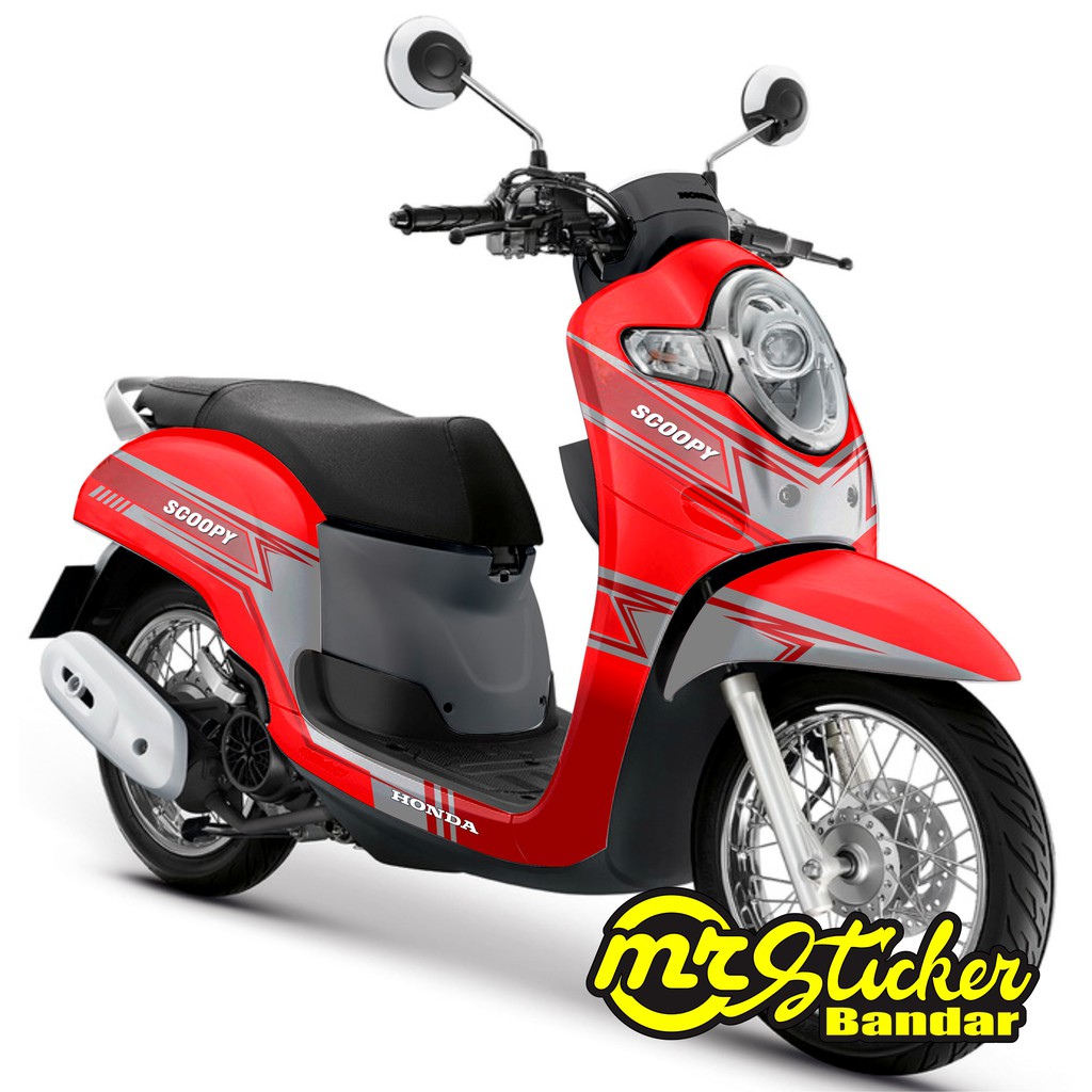 Sticker Decal Scoopy Fi Full Body Grafis kalem Merah