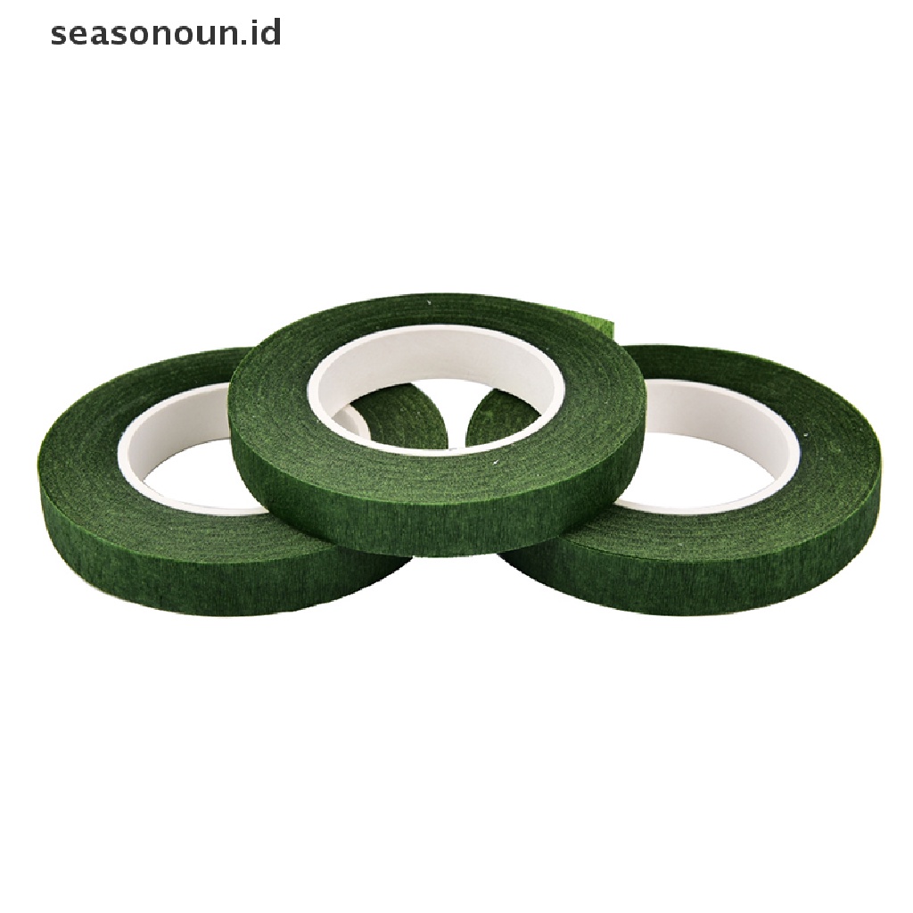 【seasonoun】 Durable Rolls Waterproof Green Florist Stem Elastic Tape Floral Flower 12mm Tape .