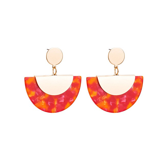 LRC Anting Tusuk Fashion Semicircle Shape Design Simple Earrings