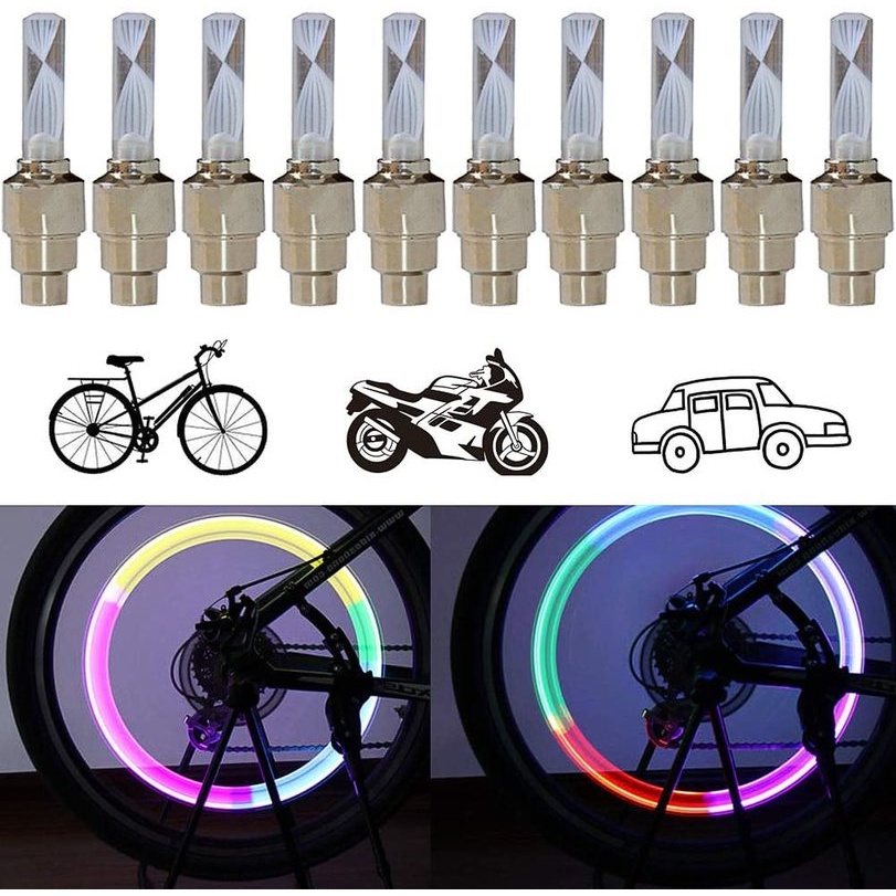 [ 2 Pcs Bicycle Tire Valve LED Lamp ] [ Mountain Road Bike Wheel Spoke Flash Lights ][for Car Bike Bicycle Motorcycle]