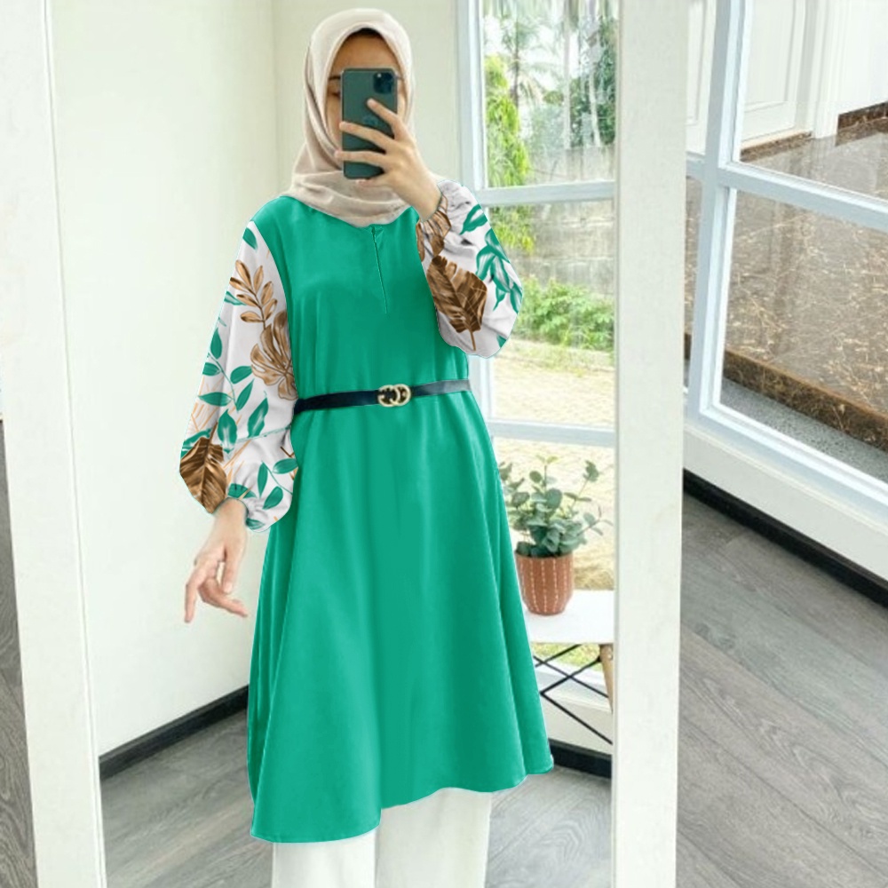 Tunik Jumbo - Gamis Wanita Kekinian - Baju Atasan Wanita - Bungaz Motif Gabungan - Lexoir-Bungaz Tunik Tosca