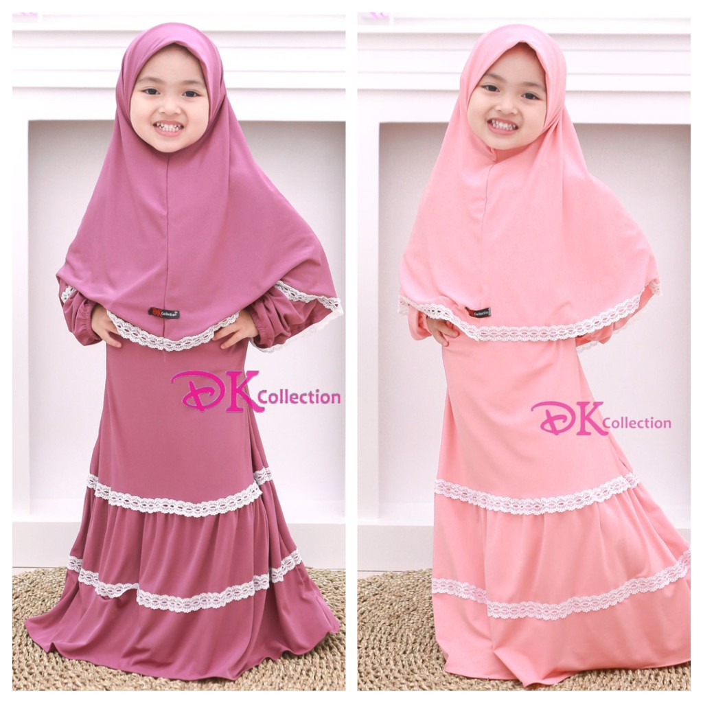 GAMIS ANAK DAULANI GAMIS ANAK PEREMPUAN SHABRINA KOMBINASI RENDA BAHAN JERSEY ORI DK