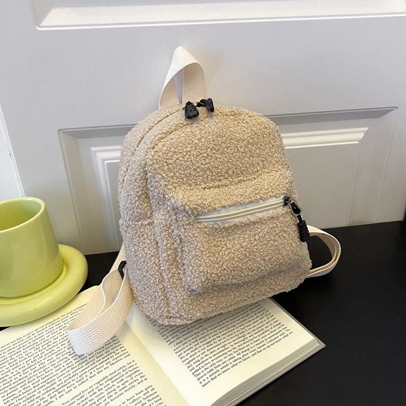 MIKO Tas Ransel Mini Bulu Sekolah Bag Kecil Mini Shoulder Vintage Viral Wanita Remaja Fashion Kuliah Lucu Aesthetic Trend Backpack brown Black Konser Perempuan Anak Style Chikoisme