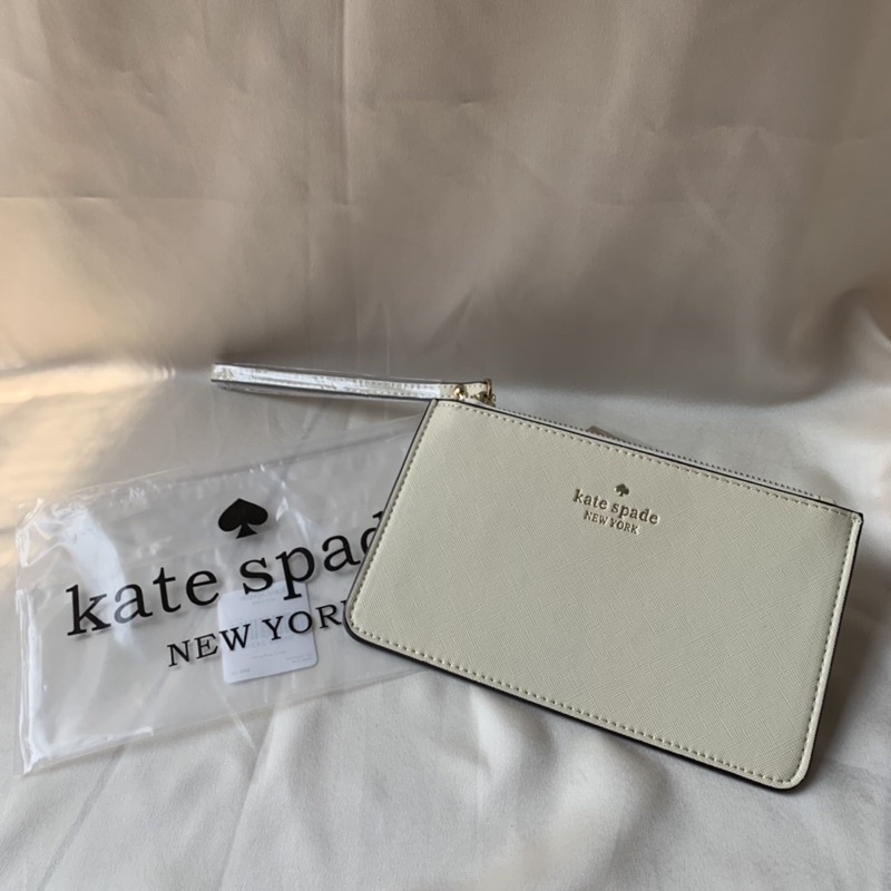 Kate Spade Slim Bee Wristlet / Pouch White Cream