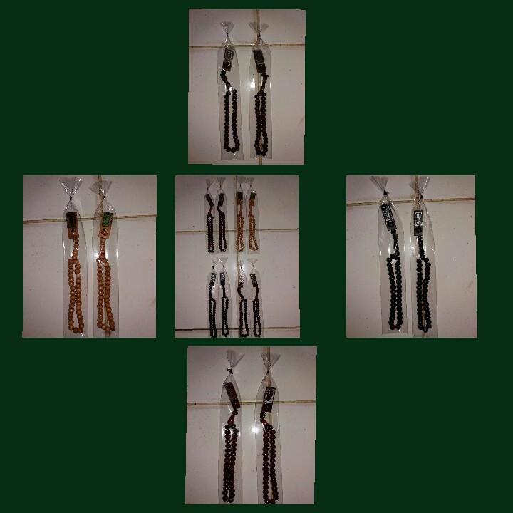 Tasbih Kayu 33 untuk oleh oleh umroh + plastik + tali emas