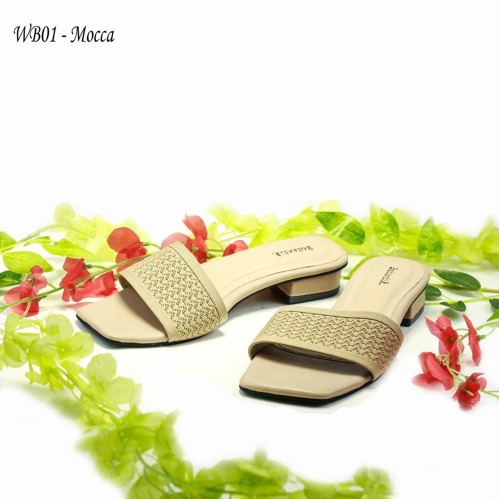 Emye WB01 - Sandal Selop Flat Shoes Pansus Rajut Import Murah Mewah Wanita Terbaru 2021