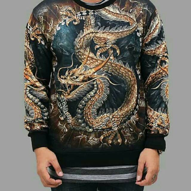 Sweater crewneck naga pria fullprint/sweater naga