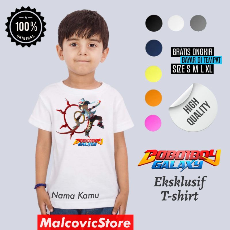 Baju Kaos Anak Boboiboy Galaxy Boboiboy Solar/COD Baju Boboiboy Solar/Setelan Baju Anak Boboiboy Sol
