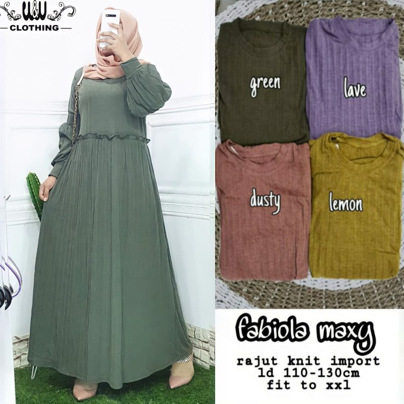 GAMIS DRESS HARIAN FALIA MAXY GAMIS WANITA BAHAN KAOS KNIT RAJUT IMPORT LD110-125cm FIT TO XL-2