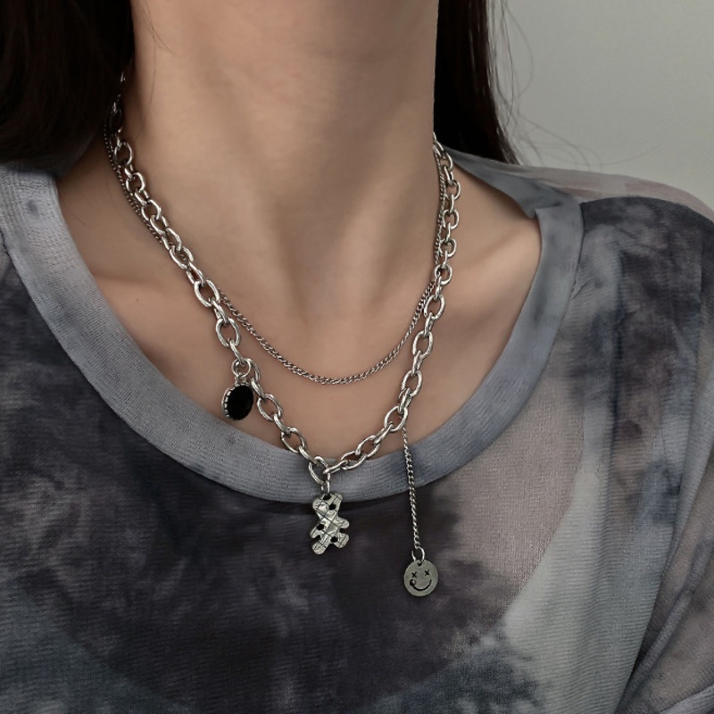 Smiley Bear Necklace Accessories Hip Hop Simple Wild Clavicle Chain