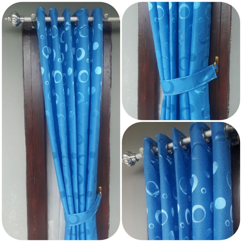 Gorden Smokring Polkadot Hordeng jendela korden pintu minimalis lebar 110cm x tinggi 150cm