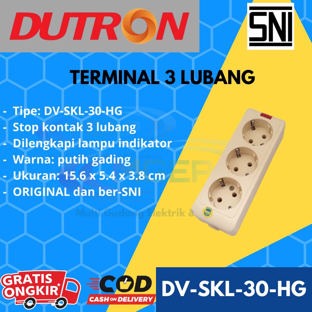 DUTRON Stop Kontak HG 3 Lubang DV SKL 30 HG