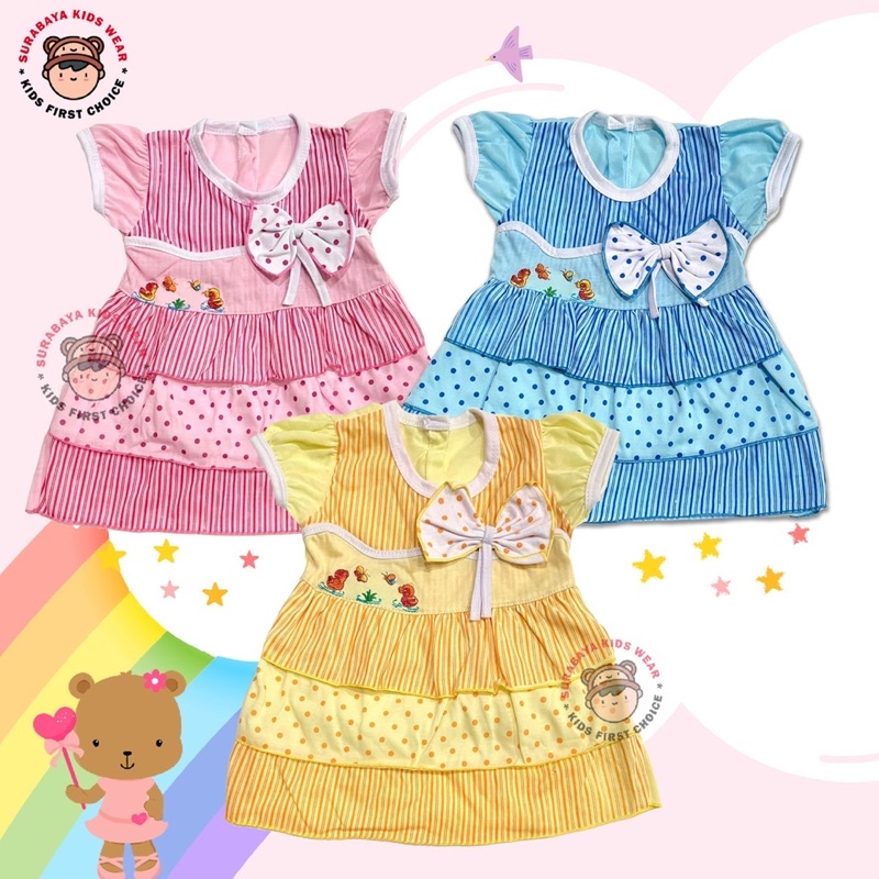 Dress Anak Perempuan Lengan Pendek Motif Bunga dan Duck / Daster Anak