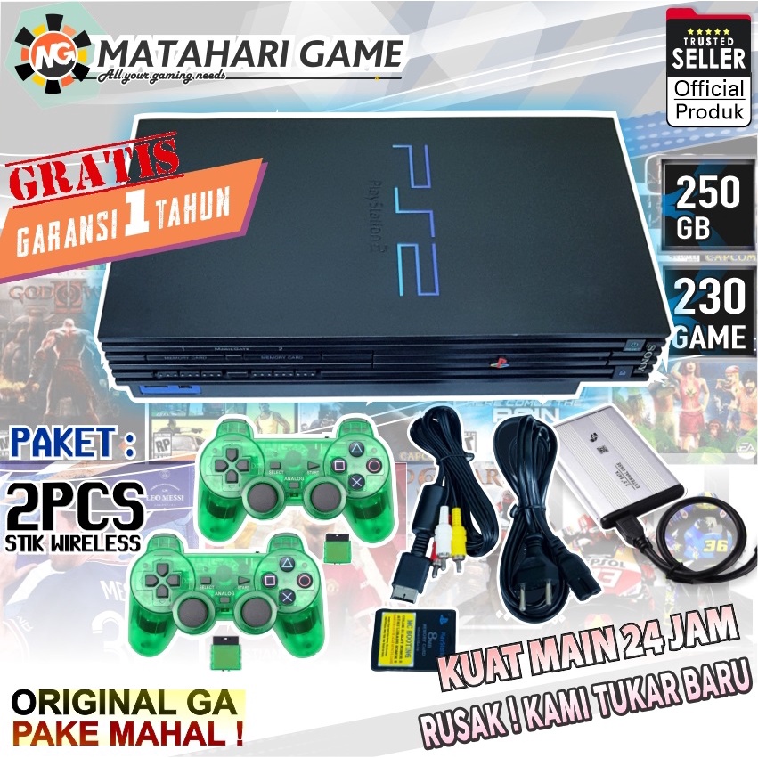 Paket: Stik Wireless PS2 Sony Playstation2 FAT HARDISK 250GB-40GB