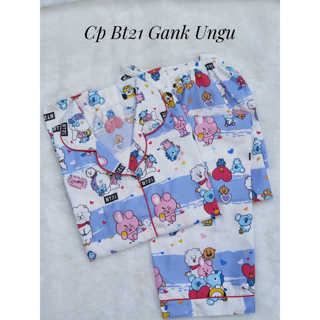 BJ-Piyama CP Dewasa Wanita Motif Karakter - Lengan Pendek-Gank BT21 Ungu