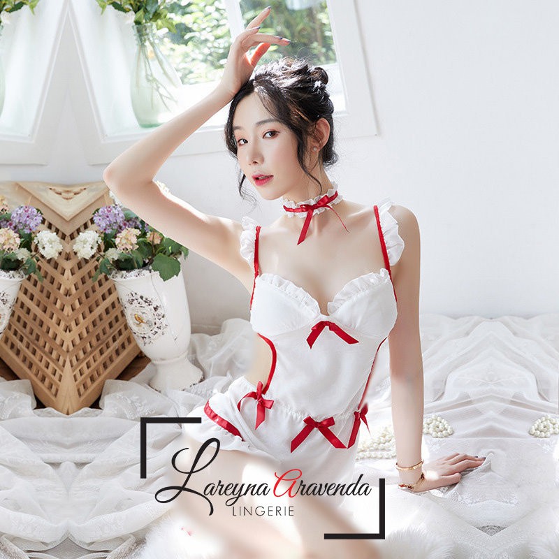 Set Lingerie + G String Seksi Model Costume Nurse Uniform Temptation LG997