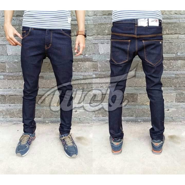 CELANA JEANS PRIA QUICKSILVER SLIM FIT BIRU DONGKER KEREN / BLUE BLACK PYP