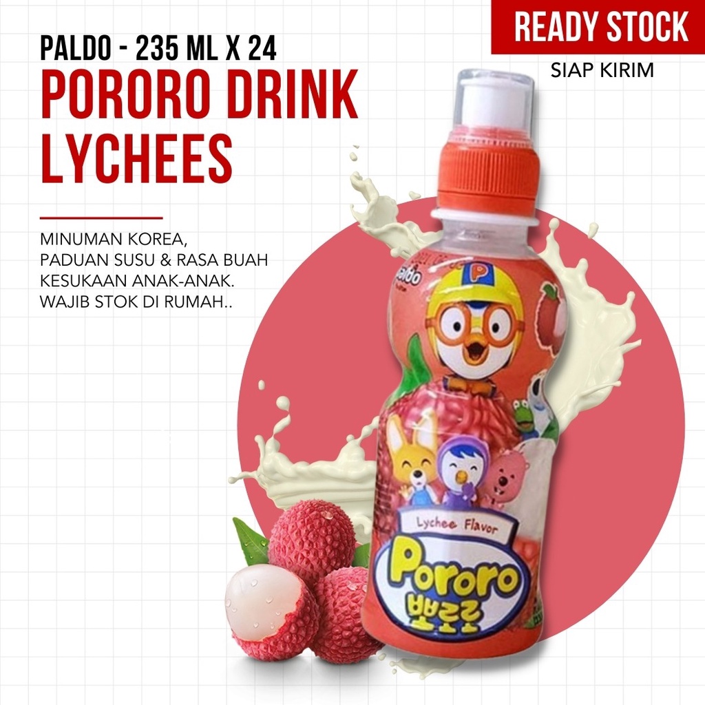 (TERMURAH) Paldo - Pororo Drink Lychees 235 ML x 24