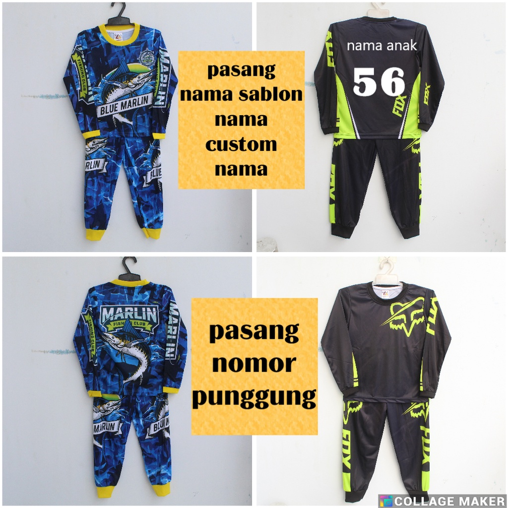 Jersey motor cross anak laki laki baju trail anak size 1-10 thn/setelan mancing mania printing