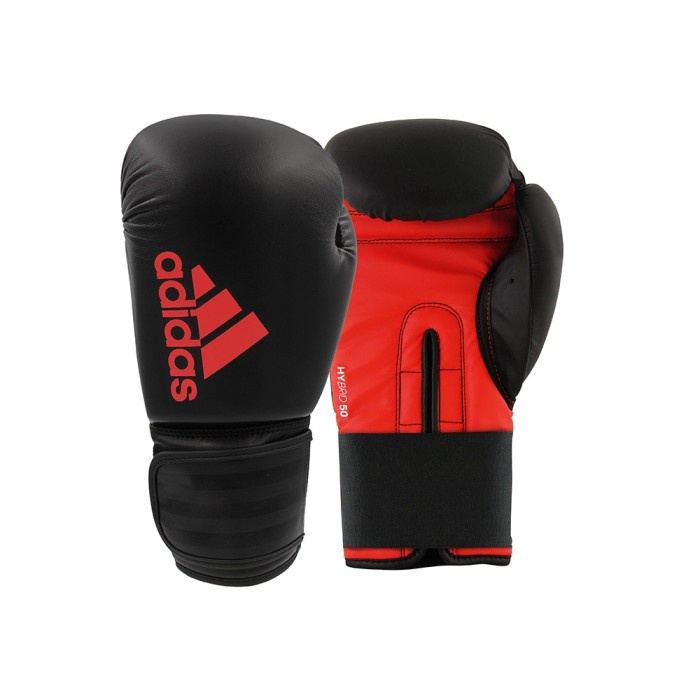 Sarung Tinju Adidas Hybrid 50 Boxing Gloves Black Red - Alat Tinju Muay Thai