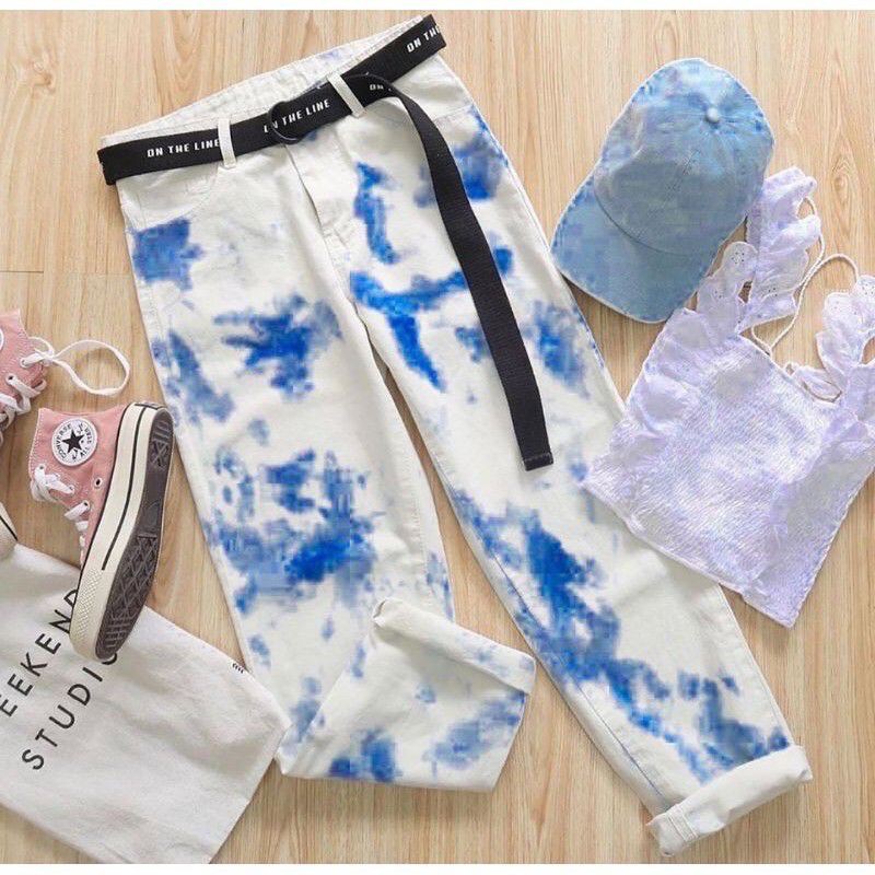 Celana Boyfriend Tie Dye Celana Wanita Tie Dye Celana Doreng Wanita