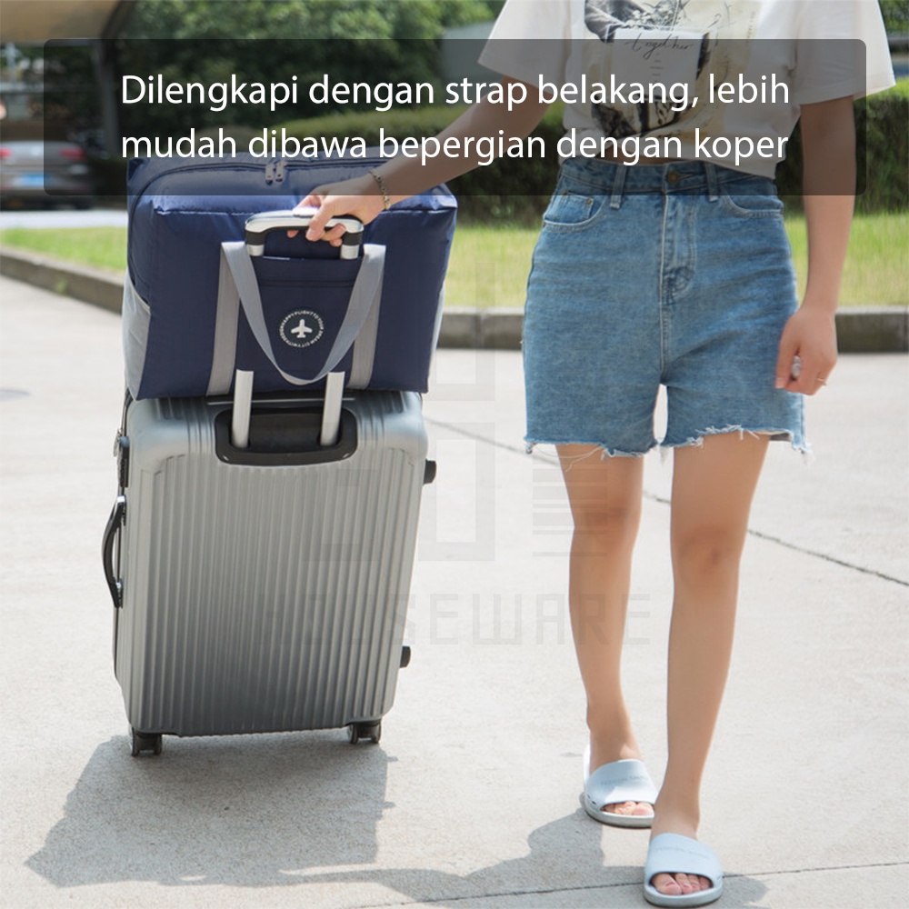 HUGO Tas Travel Besar Lipat Hand Carry Anti Air Travel Bag Fold Tas Koper Hand Carry Serbaguna Tebal