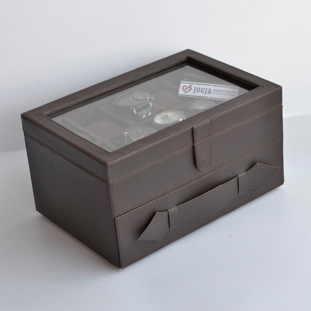 JUMBO - Kotak Tempat Jam Tangan isi 20 Besar / Watch Box Full Dark Brown