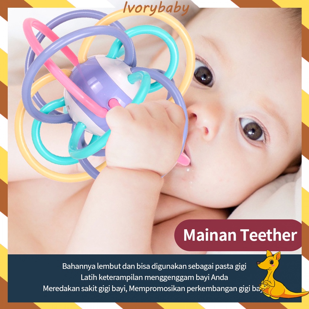 Ivorybaby Gigitan bayi mainan bayi bola manhattan teether bayi  BPA free