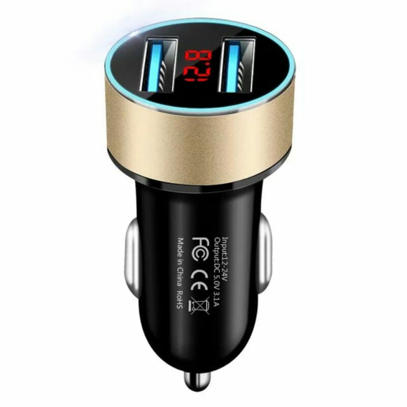 Car Charger Colokan Charger Mobil 2 Ports 3.1A 12V-24V Output