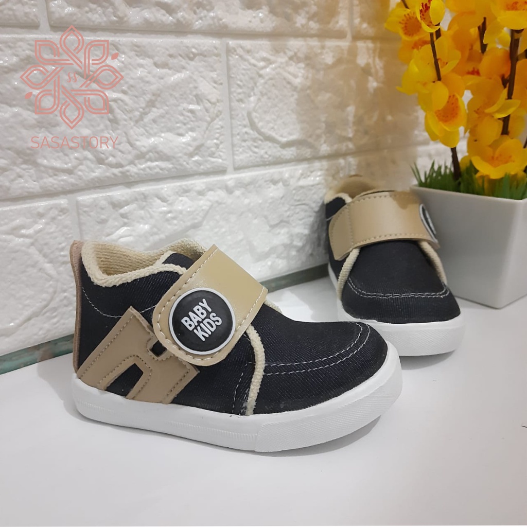 Sasastory Sepatu Sneaker Denim Anak Laki Laki Usia 1 2 3 4 5 6 Tahun CA09